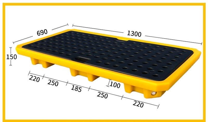 Spilldoc Low Profile 2 Drum Spill Pallet with Drain Plug SD002L