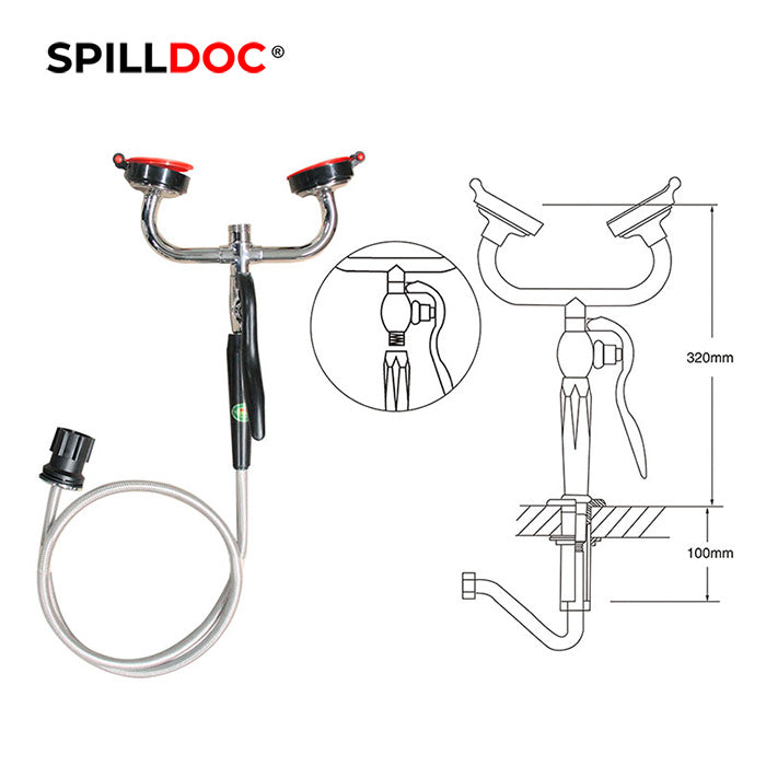 Spilldoc Counter Mounted Drench Hose with dual nozzles SD-504