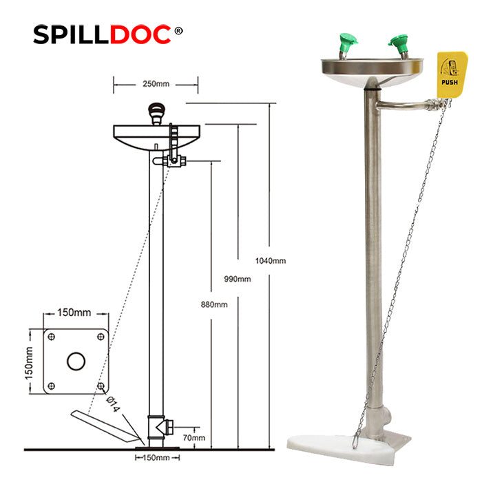 Spilldoc Floor Mounted Stand Eye Wash Station SD-540N