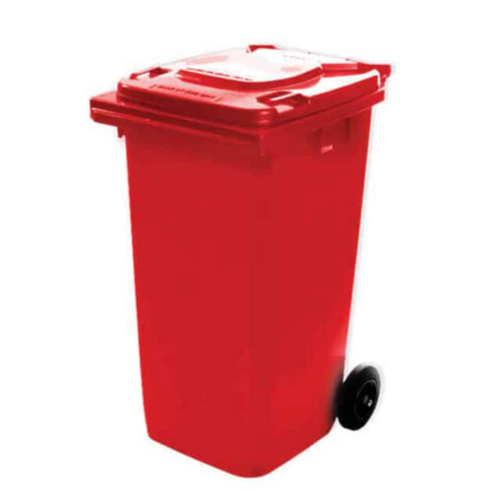 Biohazard Waste Disposal Bin (Red) with wheels 80L