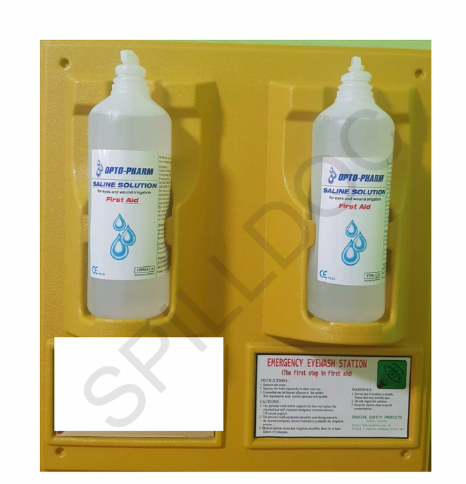 Double Mounted Eyewash Bracket with Saline Solution SDEB02