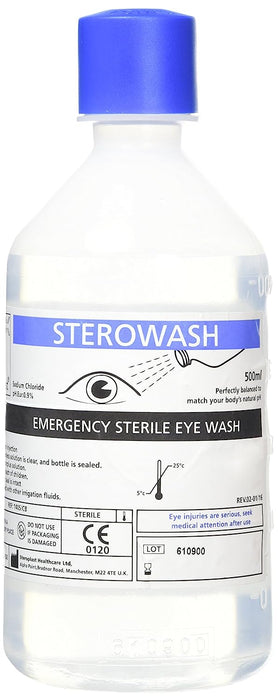 Sterowash 500ml Eye Wash Solution 0.9% Sodium Chloride